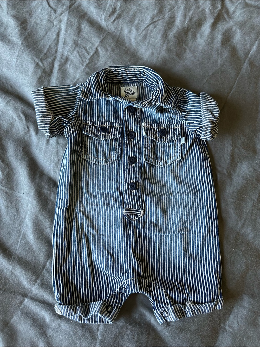 OshKosh B'gosh Navy & White Striped Baby Romper